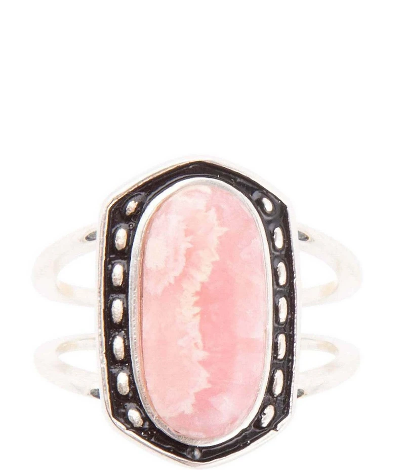 Barse Shielded Pink Rhodonite and Sterling Silver Ring