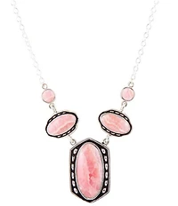 Barse Shielded Pink Rhodonite and Sterling Silver Necklace