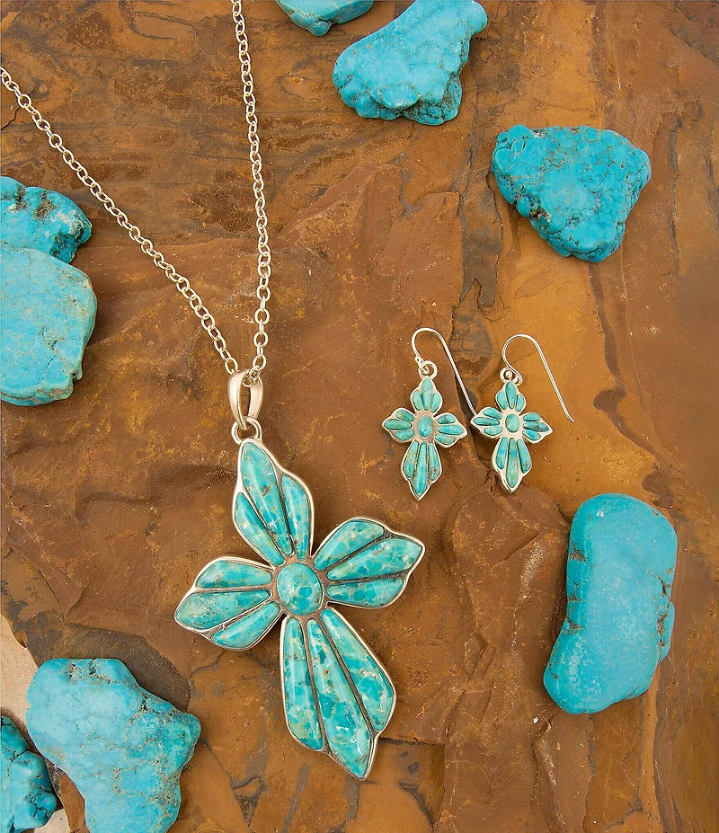 Barse Sterling Silver and Turquoise Cross Short Pendant Necklace