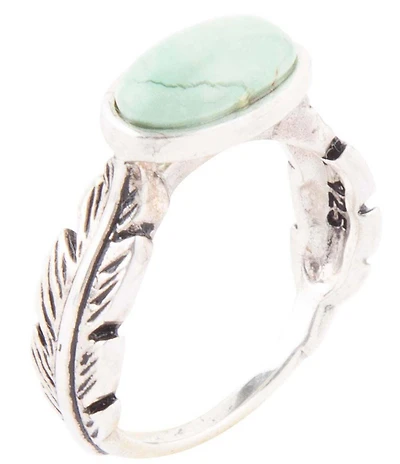 Barse Feather Green Turquoise and Sterling Silver Ring