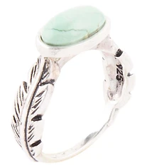 Barse Feather Green Turquoise and Sterling Silver Ring