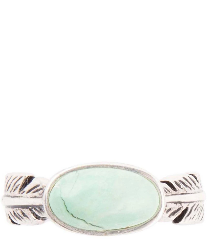 Barse Feather Green Turquoise and Sterling Silver Ring