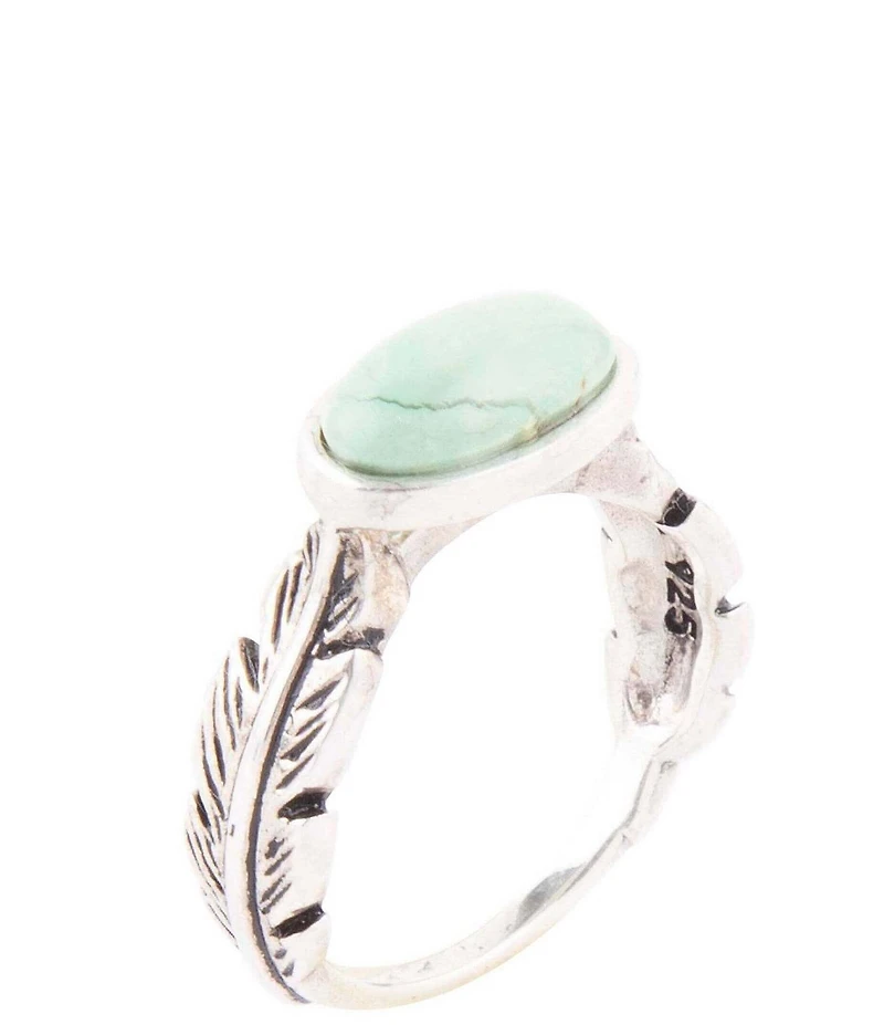 Barse Feather Green Turquoise and Sterling Silver Ring