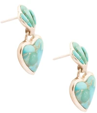 Barse Sterling Silver and Turquoise Heart Drop Earrings