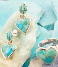 Barse Sterling Silver and Turquoise Heart Drop Earrings