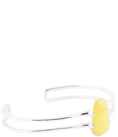 Barse Madeleine Yellow Jade Sterling Silver Cuff Bracelet