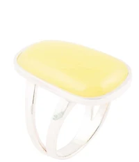Barse Madeleine Yellow Jade and Sterling Silver Ring