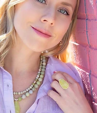 Barse Madeleine Yellow Jade and Sterling Silver Ring