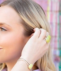 Barse Madeleine Yellow Jade and Sterling Silver Ring