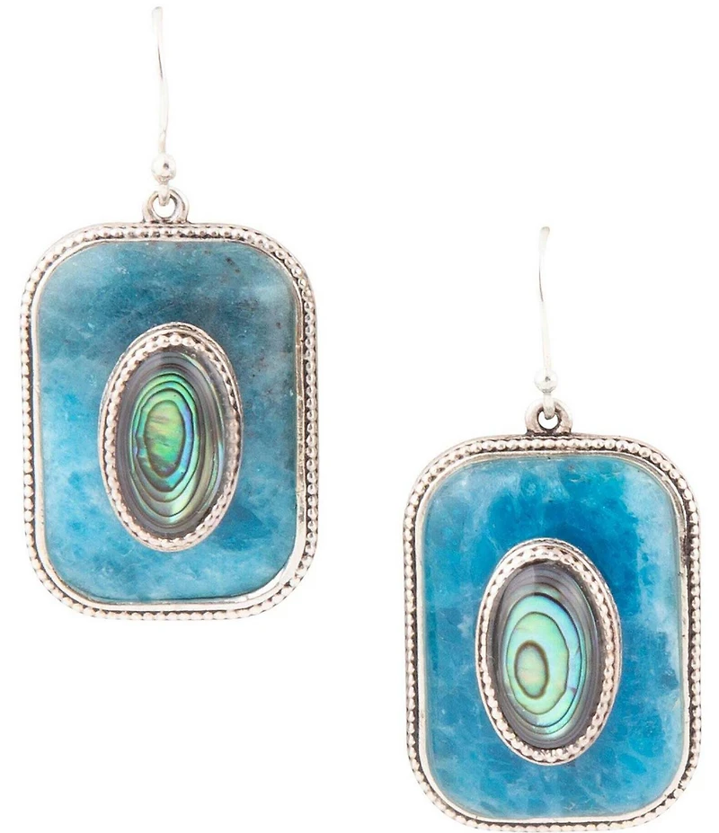 Barse Blue Apatite and Abalone Sterling Silver Earrings