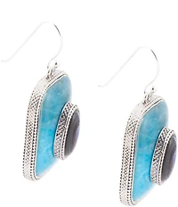 Barse Blue Apatite and Abalone Sterling Silver Earrings