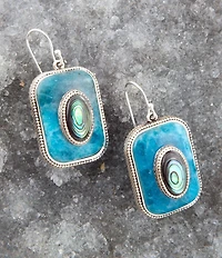 Barse Blue Apatite and Abalone Sterling Silver Earrings