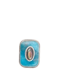 Barse Sterling Silver, Genuine Apatite and Abalone Statement Ring
