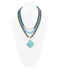 Barse Blue Turquoise Pendant Statement Sterling Silver Necklace