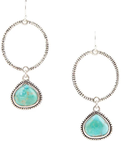 Barse Corinth Blue Turquoise Charms Sterling Silver Earrings
