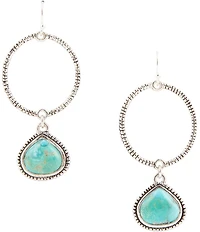 Barse Corinth Blue Turquoise Charms Sterling Silver Earrings
