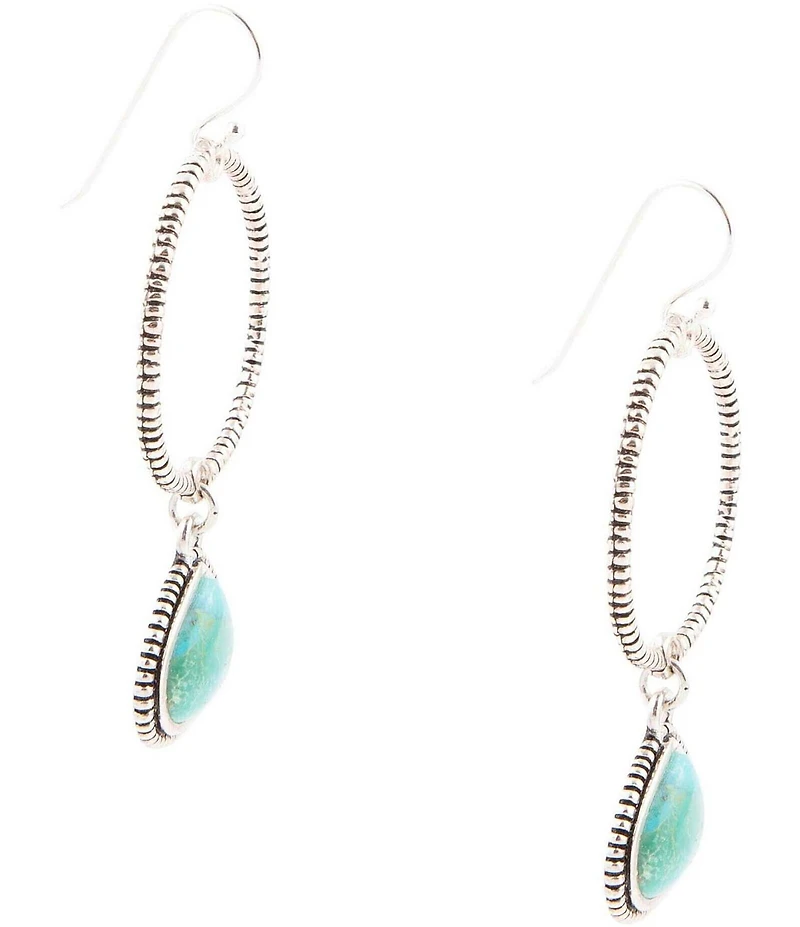 Barse Corinth Blue Turquoise Charms Sterling Silver Earrings