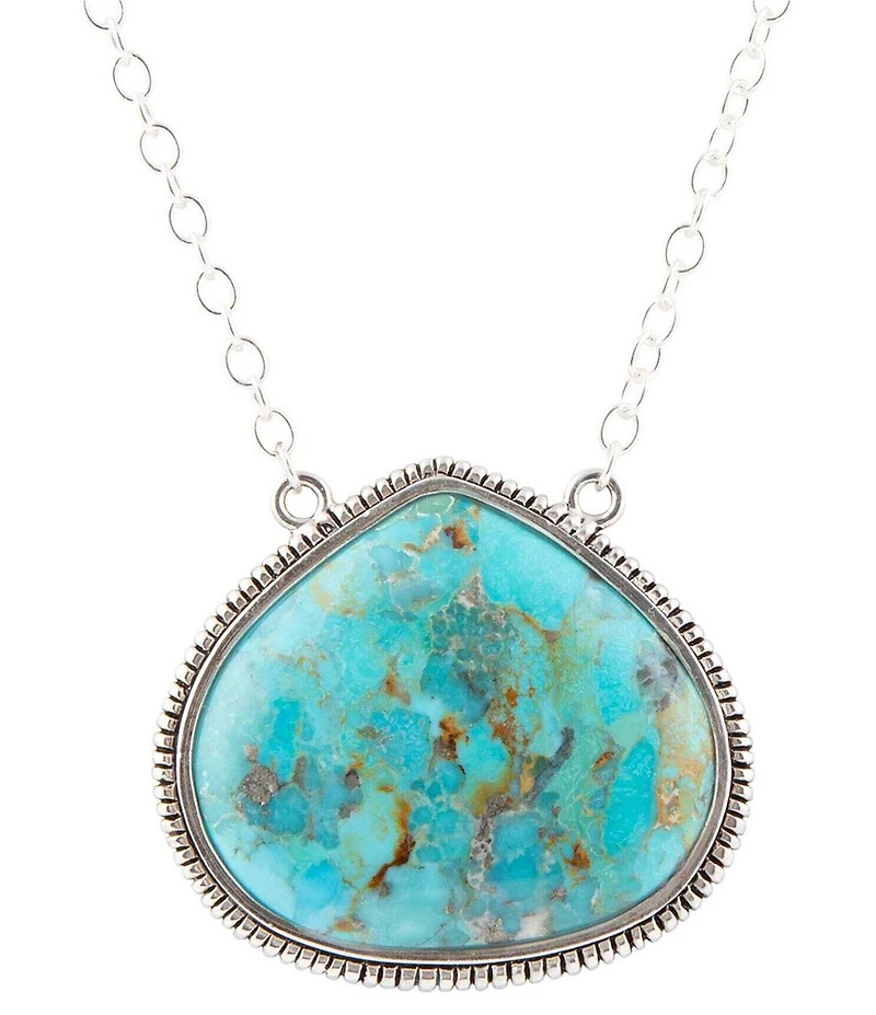 Barse Sterling Silver Genuine Turquoise Short Pendant Necklace