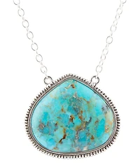 Barse Sterling Silver Genuine Turquoise Short Pendant Necklace