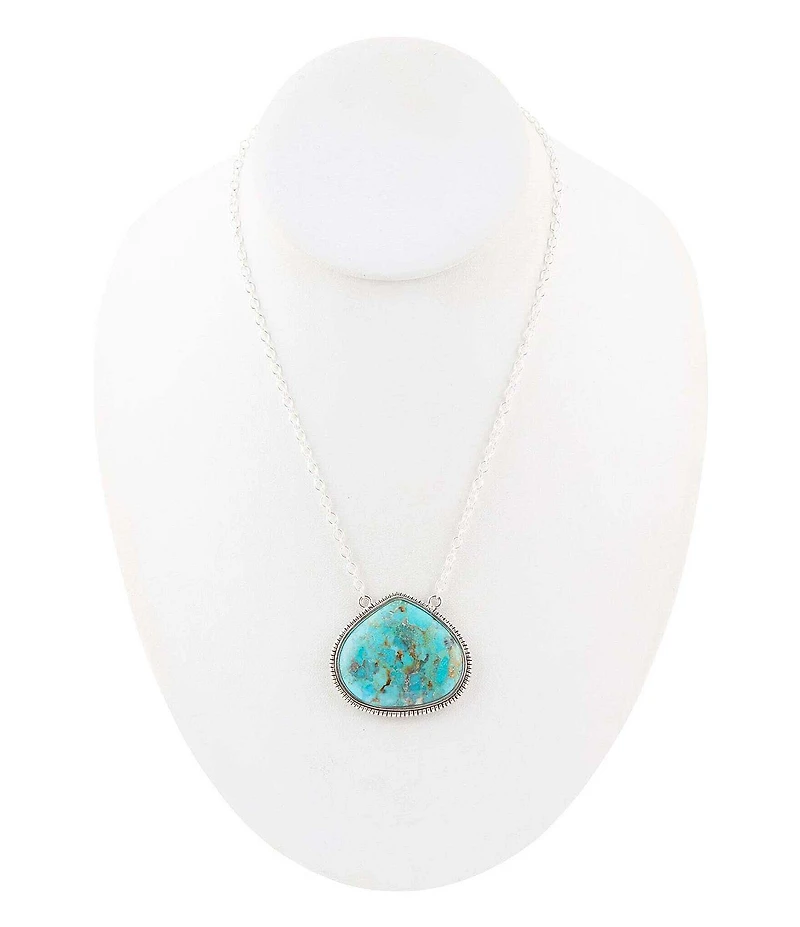 Barse Sterling Silver Genuine Turquoise Short Pendant Necklace