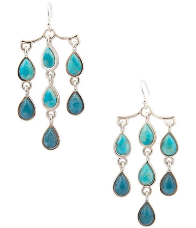 Barse Sterling Silver, Turquoise and Apatite Ombre Chandelier Earrings