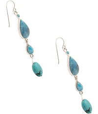 Barse Sterling Silver, Turquoise and Apatite Ombre Linear Earrings