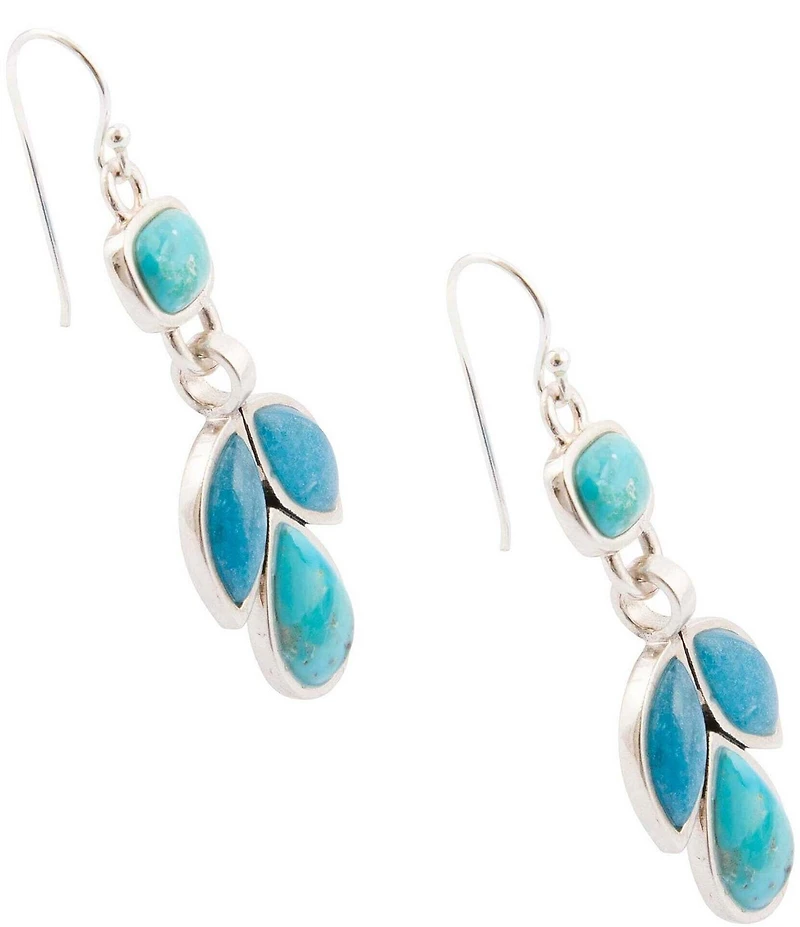 Barse Sterling Silver, Turquoise and Apatite Seaside Drop Earrings