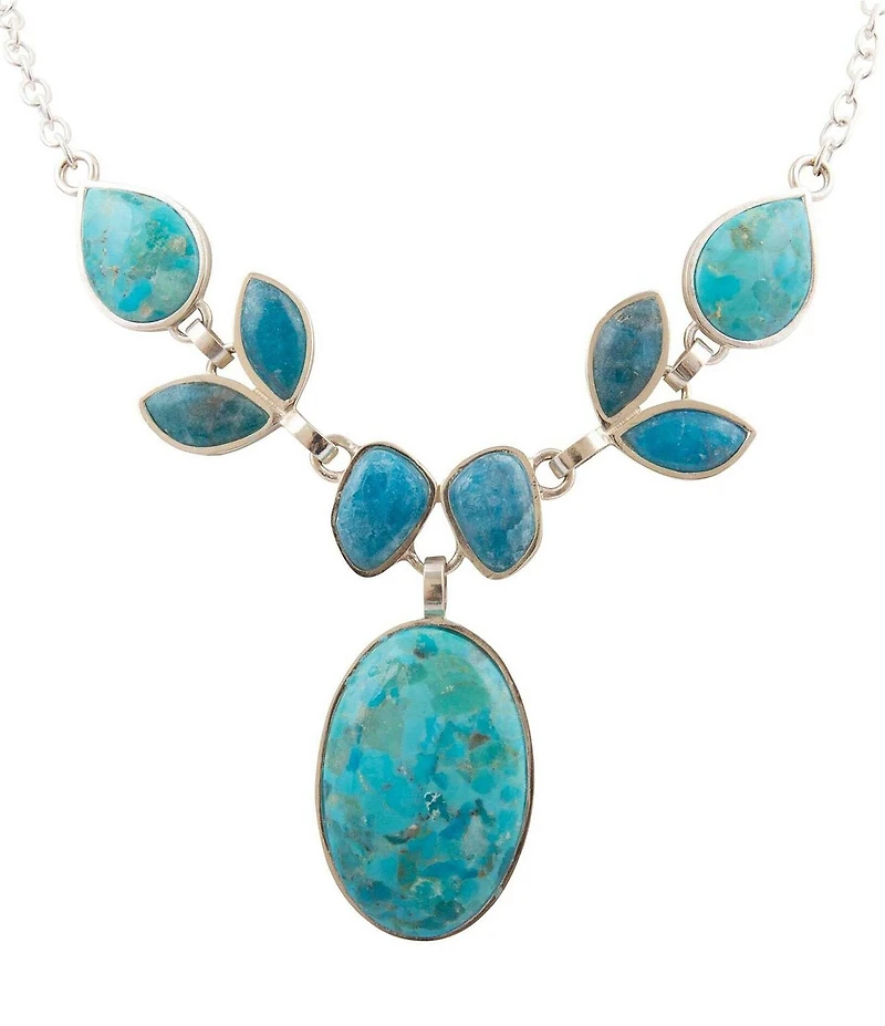 Barse Sterling Silver, Turquoise and Apatite Seaside Statement Necklace