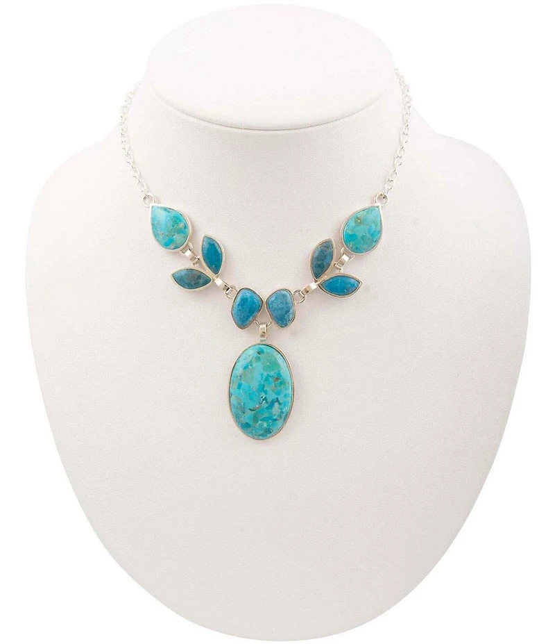 Barse Seaside Sterling Silver Turquoise and Apatite Statement Necklace