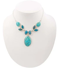 Barse Seaside Sterling Silver Turquoise and Apatite Statement Necklace