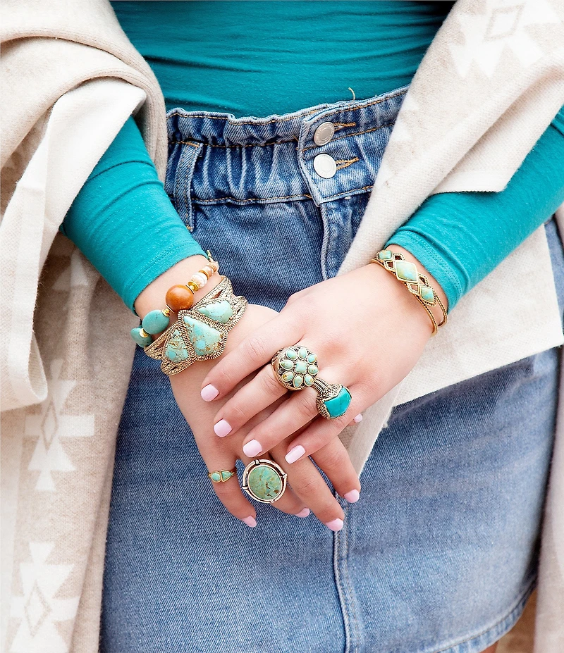 Barse Make a Statement Blue Turquoise and Sterling Silver Ring