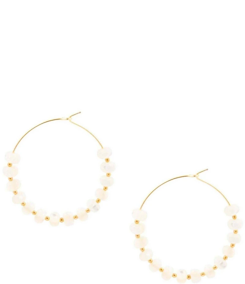 Barse Sunday Best Mother Of Pearl Beaded Hoop Earrings
