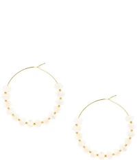 Barse Sunday Best Mother Of Pearl Beaded Hoop Earrings
