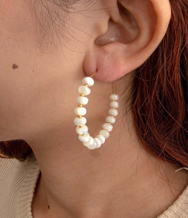Barse Sunday Best Mother Of Pearl Beaded Hoop Earrings