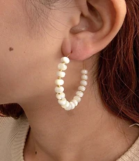 Barse Sunday Best Mother Of Pearl Beaded Hoop Earrings