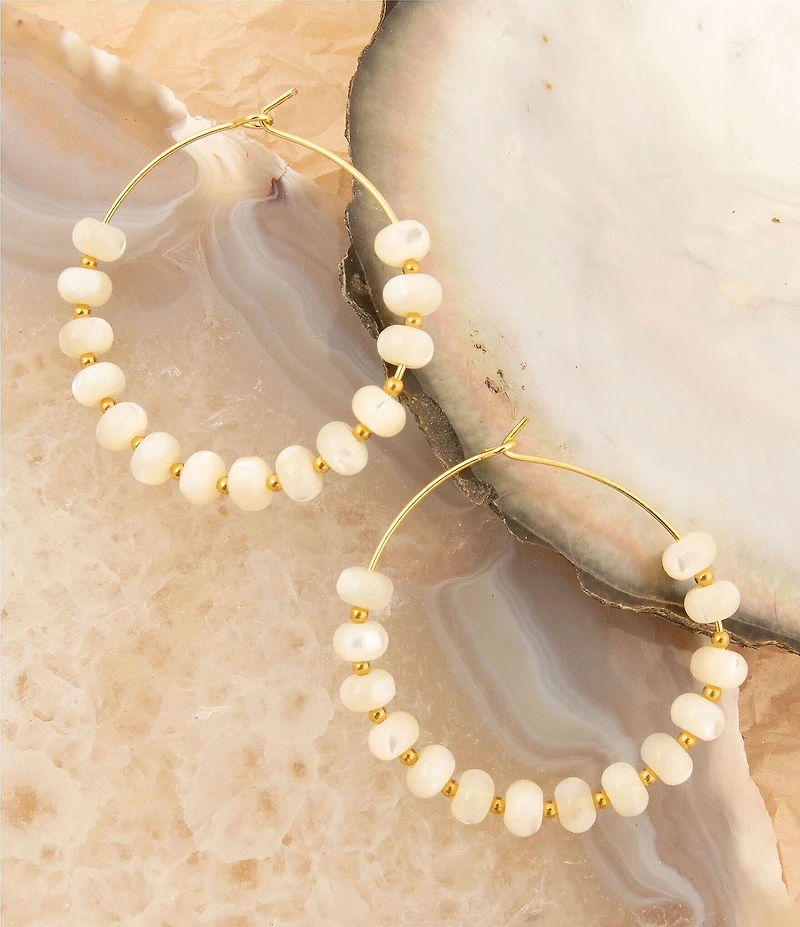 Barse Sunday Best Mother Of Pearl Beaded Hoop Earrings