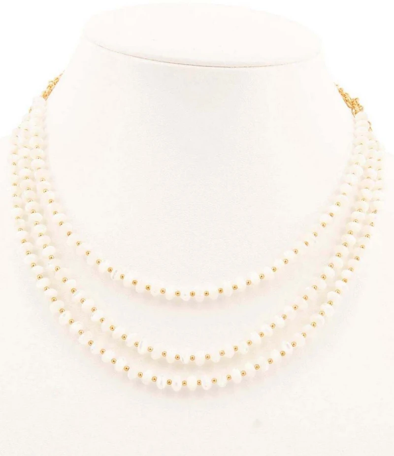 Barse Sunday Best Mother Of Pearl Layered Short Multi-Strand Necklace