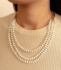 Barse Sunday Best Mother Of Pearl Layered Short Multi-Strand Necklace