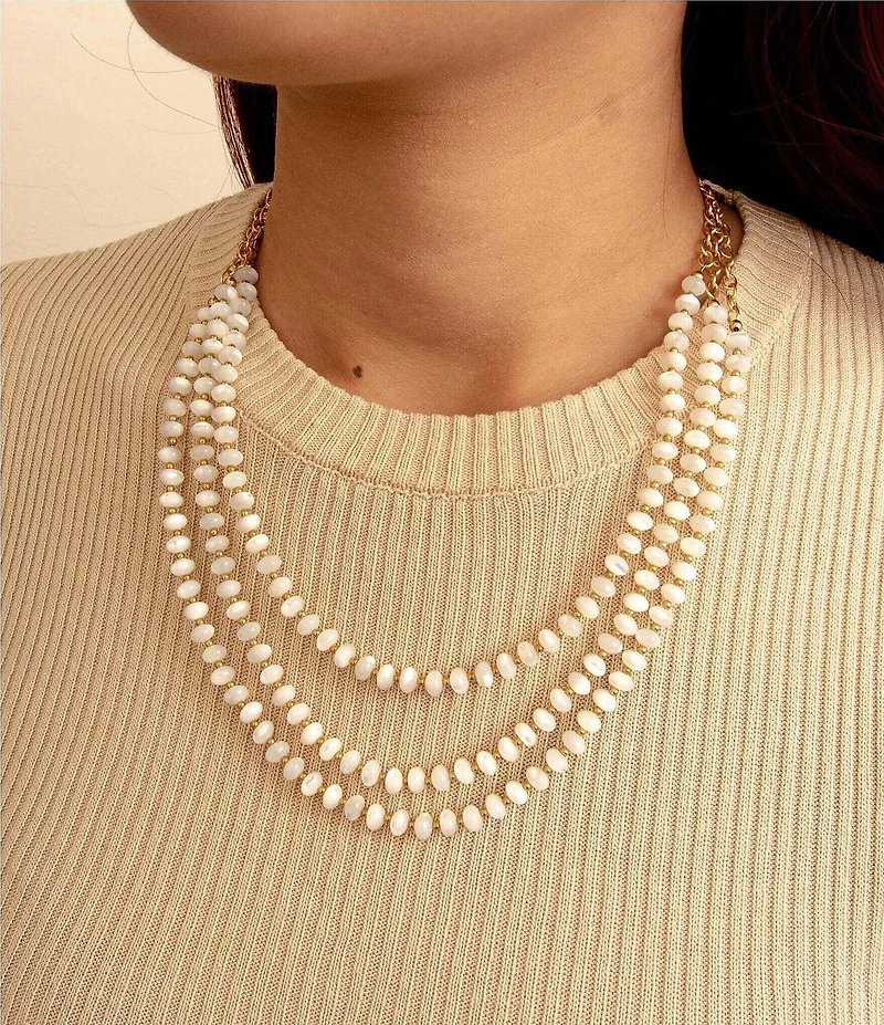 Barse Sunday Best Mother Of Pearl Layered Short Multi-Strand Necklace