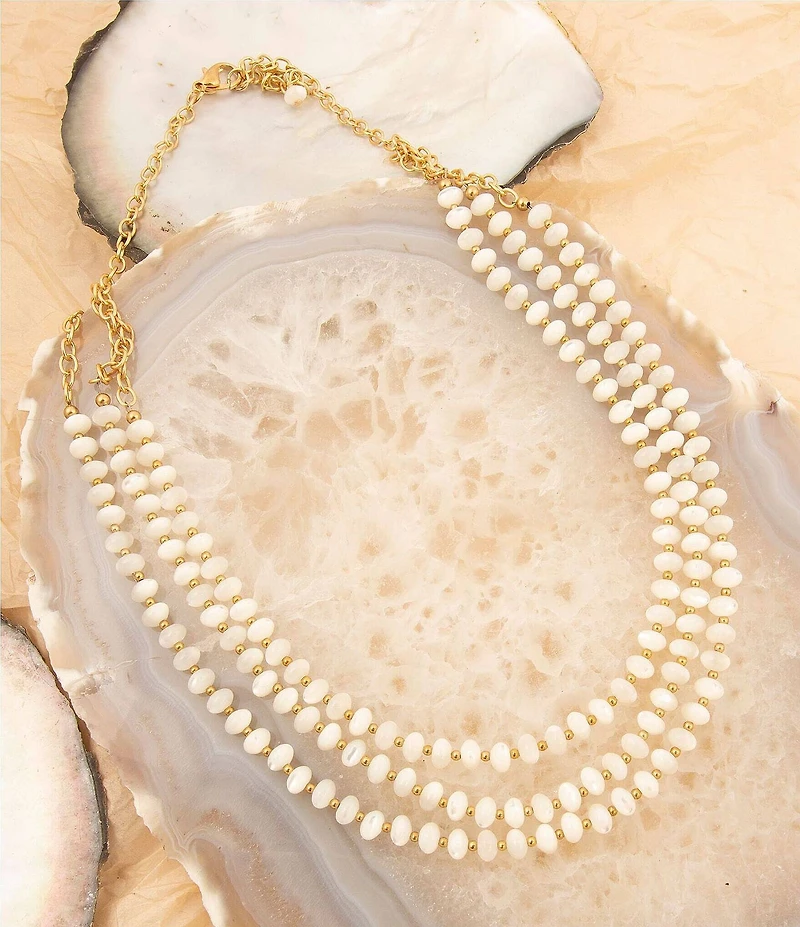 Barse Sunday Best Mother Of Pearl Layered Short Multi-Strand Necklace