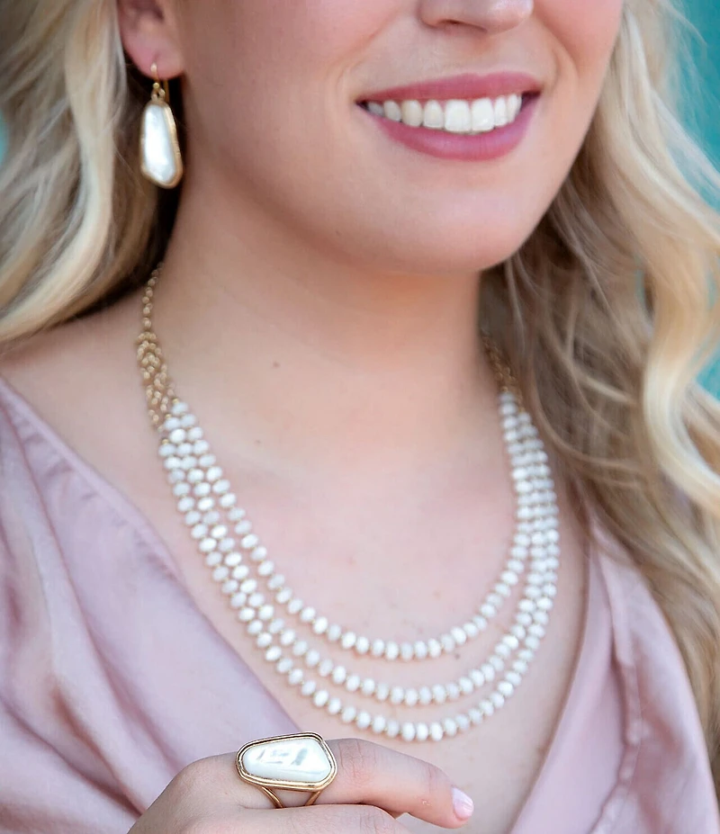 Barse Sunday Best Mother Of Pearl Layered Short Multi-Strand Necklace