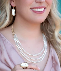 Barse Sunday Best Mother Of Pearl Layered Short Multi-Strand Necklace