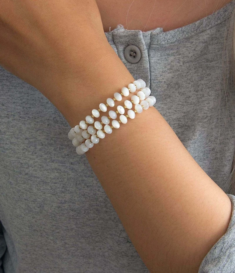 Barse Sunday Best Mother Of Pearl Stretch Bracelet Set