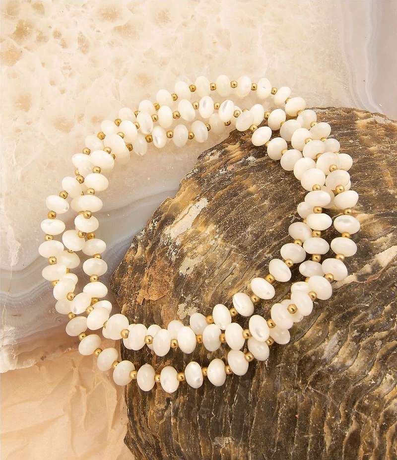 Barse Sunday Best Mother Of Pearl Stretch Bracelet Set