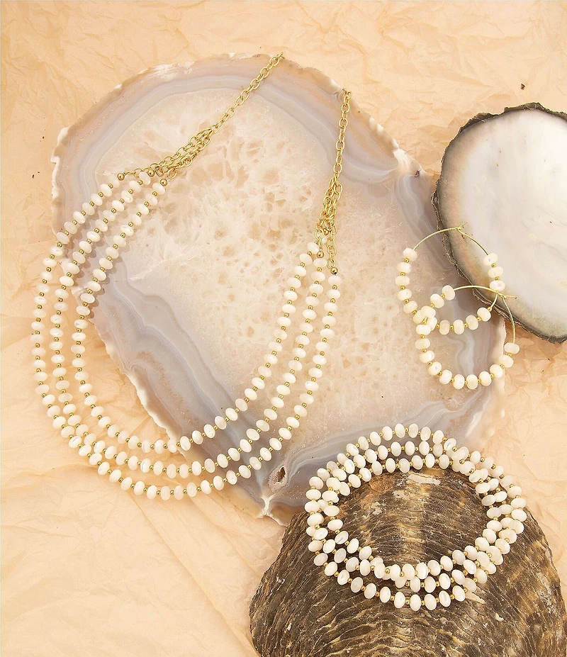 Barse Sunday Best Mother Of Pearl Stretch Bracelet Set