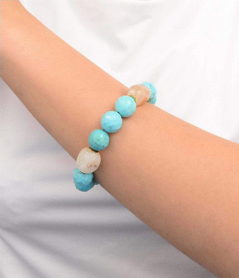 Barse Sunlit Oasis Genuine Stone Beaded Stretch Bracelet