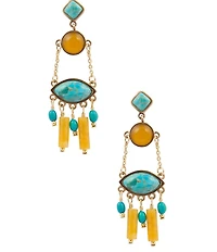 Barse Sunlit Oasis Genuine Stone Chandelier Earrings