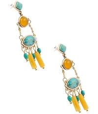 Barse Sunlit Oasis Genuine Stone Chandelier Earrings