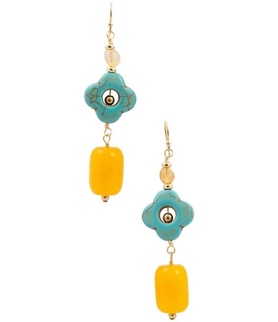 Barse Sunlit Oasis Genuine Stone Linear Earrings