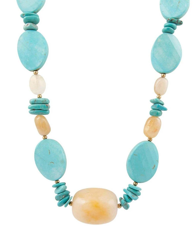 Barse Sunlit Oasis Genuine Stone Long Strand Necklace